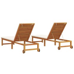 Transat 2 pcs Marron 202 x 53 x 89 cm Bois d'Acacia Massif 517440517440