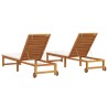Transat 2 pcs Marron 202 x 53 x 89 cm Bois d'Acacia Massif 517440517440