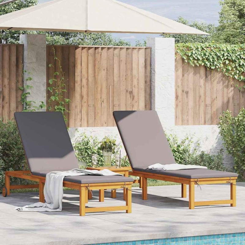 Transat 2 pcs Marron 202 x 53 x 89 cm Bois d'Acacia Massif 517452517452