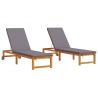 Transat 2 pcs Marron 202 x 53 x 89 cm Bois d'Acacia Massif 517452517452