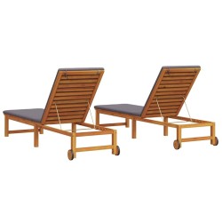 Transat 2 pcs Marron 202 x 53 x 89 cm Bois d'Acacia Massif 517452517452