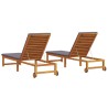 Transat 2 pcs Marron 202 x 53 x 89 cm Bois d'Acacia Massif 517452517452