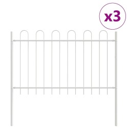 Clôture de jardin 3 pcs Blanc 5,1 x 1 m Acier revêtu de poudre 517465517465