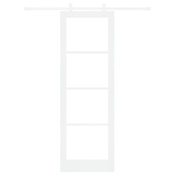 Porte coulissante Blanc 78 x 232 cm Bois de pin massif et verre 517567517567