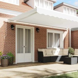 Auvent Rétractable Blanc 500 × 350 cm Polyester et Aluminium 517572517572