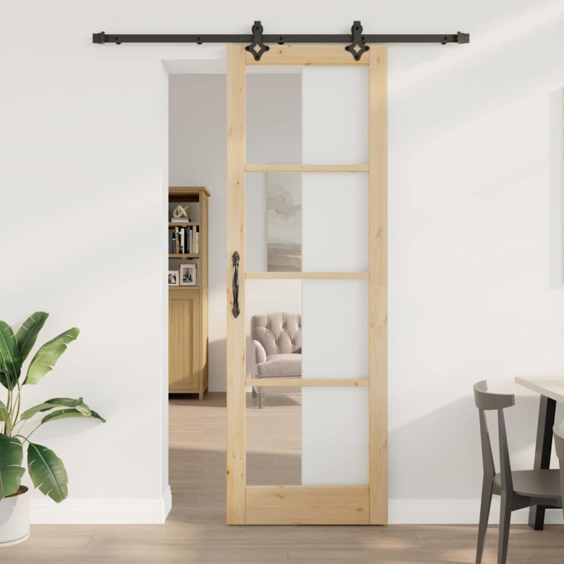 Porte coulissante ORKDAL Naturel et Noir 78 x 232 cm 517587517587