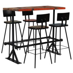 Mobilier de bar 5 pcs Bois de récupération massif Multicolore 517595517595