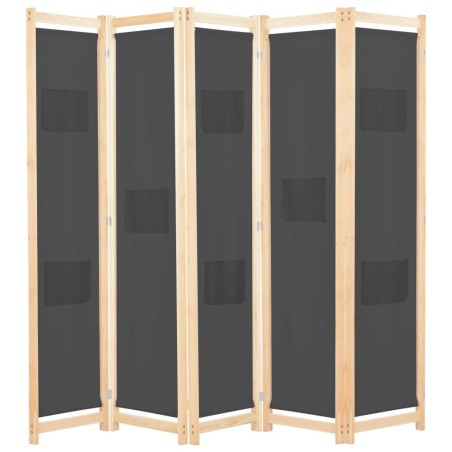 Cloison de séparation 5 panneaux Gris 200 x 170 x 4 cm Tissu 517609517609