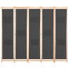 Cloison de séparation 5 panneaux Gris 200 x 170 x 4 cm Tissu 517609517609