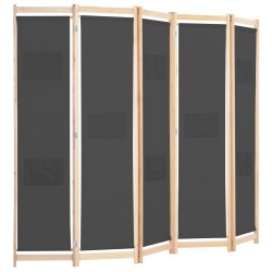 Cloison de séparation 5 panneaux Gris 200 x 170 x 4 cm Tissu 517609517609