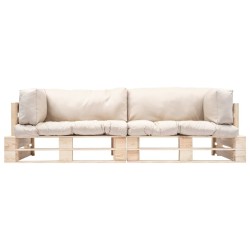 Canapés de jardin palette 2 pcs avec coussins sable Pinède 517619517619