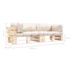 Canapés de jardin palette 2 pcs avec coussins sable Pinède 517619517619