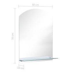 Miroir mural avec étagère 50x70 cm Verre trempé 517622517622