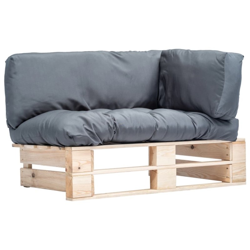 Canapé de jardin palette avec coussins gris Pinède 517631517631