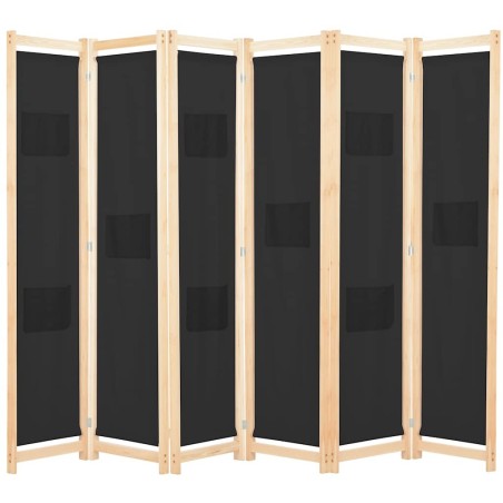 Cloison de séparation 6 panneaux Noir 240 x 170 x 4 cm Tissu 517632517632