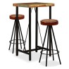 Ensemble de bar 3 pcs Bois de récupération Cuir véritable et toile 517642517642