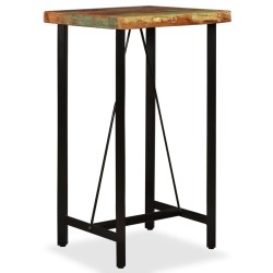 Ensemble de bar 3 pcs Bois de récupération Cuir véritable et toile 517642517642