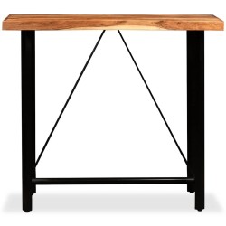 Ensemble de bar 5 pcs Bois d'acacia massif et cuir véritable 517644517644