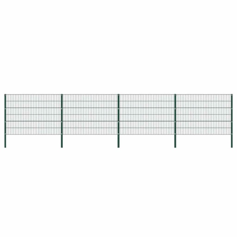 Panneau de clôture avec poteaux en fer 694,5 x 120 cm Vert 517650517650