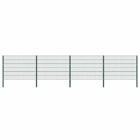 Panneau de clôture avec poteaux en fer 694,5 x 120 cm Vert 517650517650