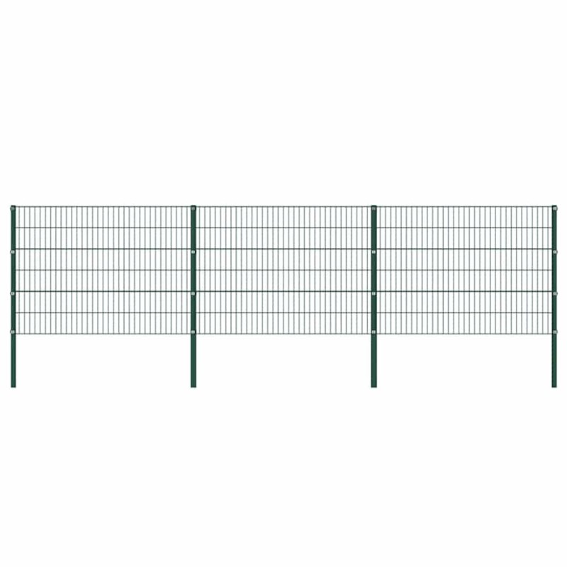 Panneau de clôture avec poteaux en fer 522 x 120 cm Vert 517652517652