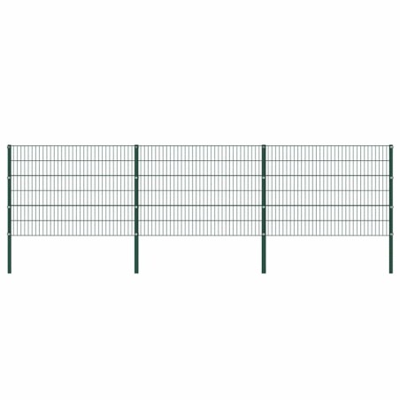 Panneau de clôture avec poteaux en fer 522 x 120 cm Vert 517652517652