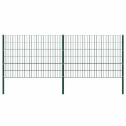 Panneau de clôture avec poteaux en fer 349 x 120 cm Vert 517658517658