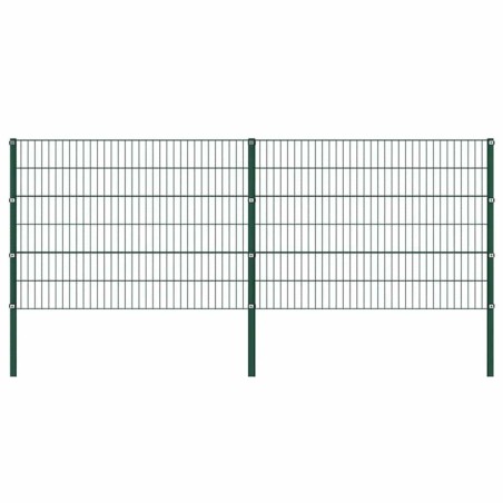 Panneau de clôture avec poteaux en fer 349 x 120 cm Vert 517658517658