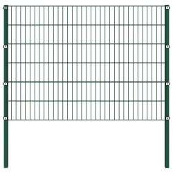 Panneau de clôture avec poteaux en fer 349 x 120 cm Vert 517658517658
