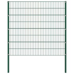 Panneau de clôture avec poteaux en fer 349 x 160 cm Vert 517670517670