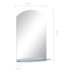 Miroir mural avec étagère 40x60 cm Verre trempé 517701517701
