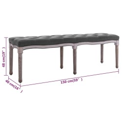 Banc Lin Bois solide 150x40x48 cm Gris foncé 517702517702