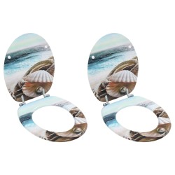 Sièges WC lot de 2 avec couvercles MDF Coquille 517713517713