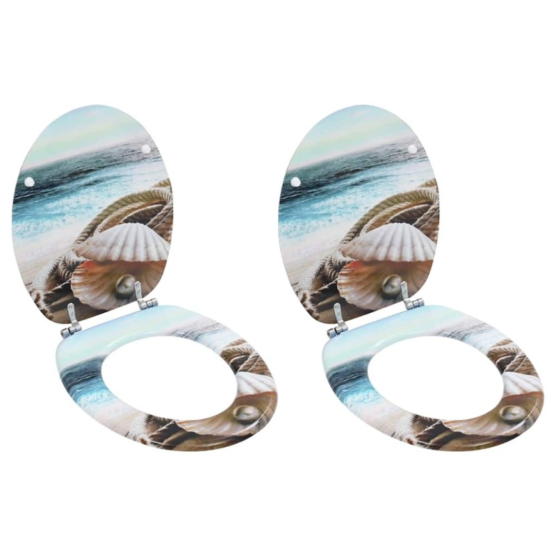 Sièges WC lot de 2 avec couvercles MDF Coquille 517713517713