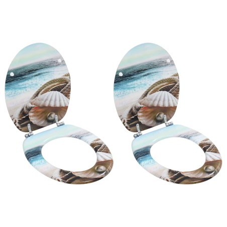 Sièges WC lot de 2 avec couvercles MDF Coquille 517713517713