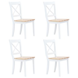 Ensemble de salle à manger 5 pcs Bois d'hévéa Blanc et marron 517714517714