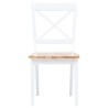 Ensemble de salle à manger 5 pcs Bois d'hévéa Blanc et marron 517714517714