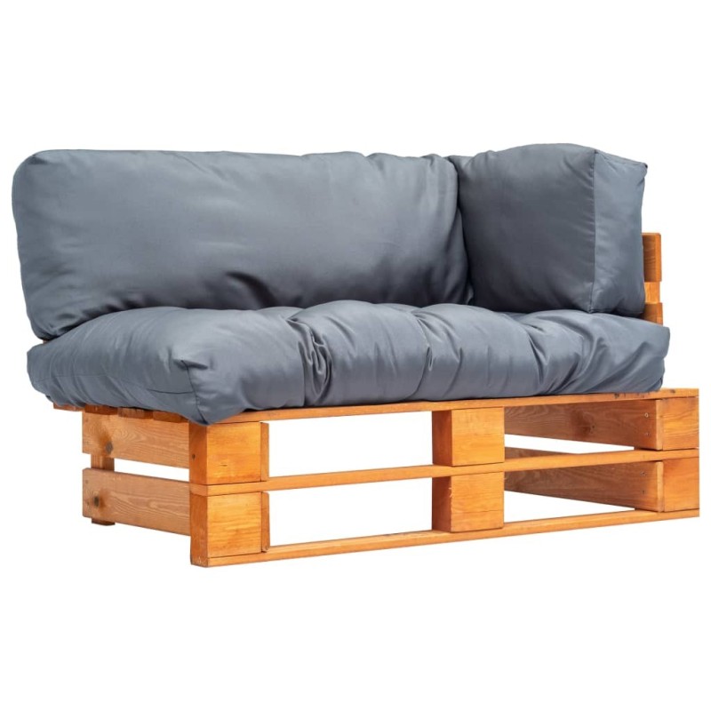Canapé palette de jardin avec coussins gris bois de pin 517716517716