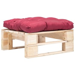 Repose-pied palette de jardin avec coussin rouge bois naturel 517717517717