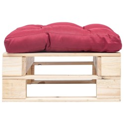 Repose-pied palette de jardin avec coussin rouge bois naturel 517717517717