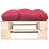 Repose-pied palette de jardin avec coussin rouge bois naturel 517717517717