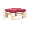 Repose-pied palette de jardin avec coussin rouge bois naturel 517717517717