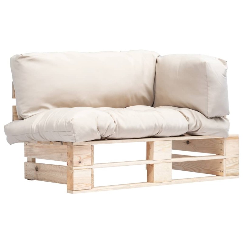 Canapé de jardin palette avec coussins sable Pinède 517718517718