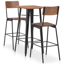 Mobilier de bar 3 pcs Acier Marron Noir 517724517724