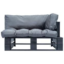 Canapé de jardin palette avec coussins gris Pinède 517753517753