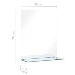 Miroir mural avec étagère 50x70 cm Verre trempé 517765517765