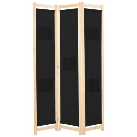 Cloison de séparation 3 panneaux Noir 120x170x4 cm Tissu 517769517769