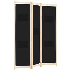 Cloison de séparation 3 panneaux Noir 120x170x4 cm Tissu 517769517769