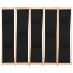 Cloison de séparation 5 panneaux Noir 200 x 170 x 4 cm Tissu 517772517772