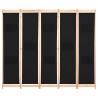 Cloison de séparation 5 panneaux Noir 200 x 170 x 4 cm Tissu 517772517772